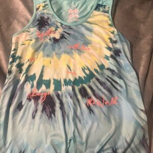 Lucky in Love Blue and Yellow Tank Top